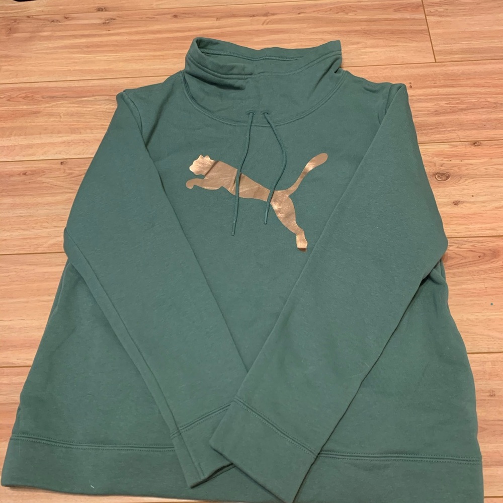 Puma mock neck XL army green sweatshirt